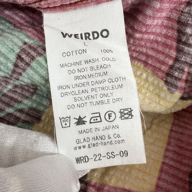 ウィアード WEIRDO シャツ、ブラウス 半袖 モンスター柄 シアサッカー 開襟シャツ オープンカラー L 赤 / レッド / red メンズ USED 古着 中古 50156454