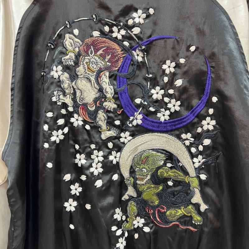 古着 USED ジャケット、上着 ジャンパー、ブルゾン 朧 風神 雷神 和柄 刺繍 スカジャン L 黒 / ブラック / black メンズ USED 古着 中古 50156456