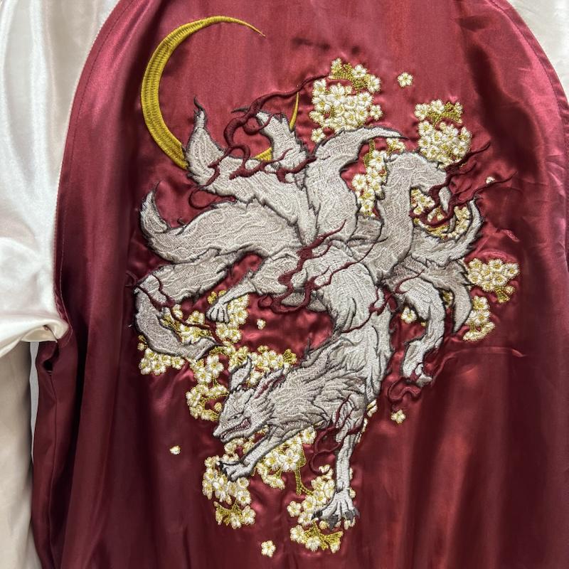 古着 USED ジャケット、上着 ジャンパー、ブルゾン 朧 九尾 狐 和柄 刺繍 スカジャン L 赤 / レッド / red メンズ USED 古着 中古 50156458