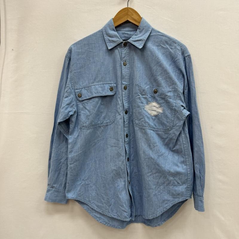 ハーレーダビッドソン Harley-Davidson シャツ、ブラウス 長袖 ロゴ刺繍 シャンブレーシャツ S 青 / ブルー / blue メンズ USED 古着 中古 50156465