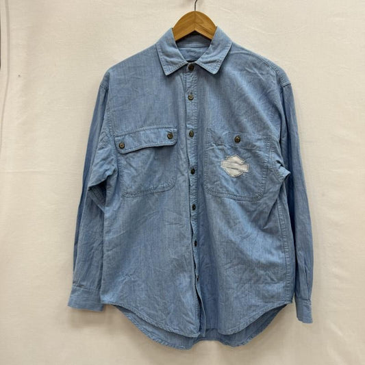 ハーレーダビッドソン Harley-Davidson シャツ、ブラウス 長袖 ロゴ刺繍 シャンブレーシャツ S 青 / ブルー / blue メンズ USED 古着 中古 50156465