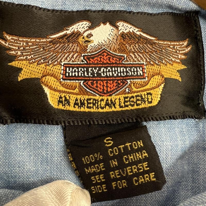 ハーレーダビッドソン Harley-Davidson シャツ、ブラウス 長袖 ロゴ刺繍 シャンブレーシャツ S 青 / ブルー / blue メンズ USED 古着 中古 50156465