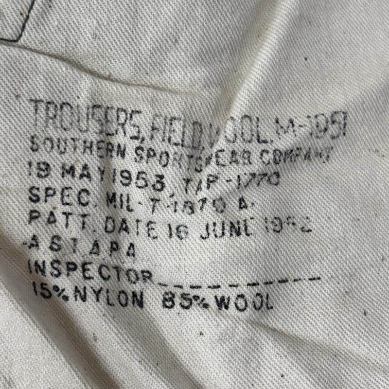 ヴィンテージ VINTAGE ボトムス ボトムス US ARMY 50年代 ビンテージ M-1951 ミリタリー ウール トラウザー パンツ RAPID ZIP S メンズ USED 古着 中古 50156492