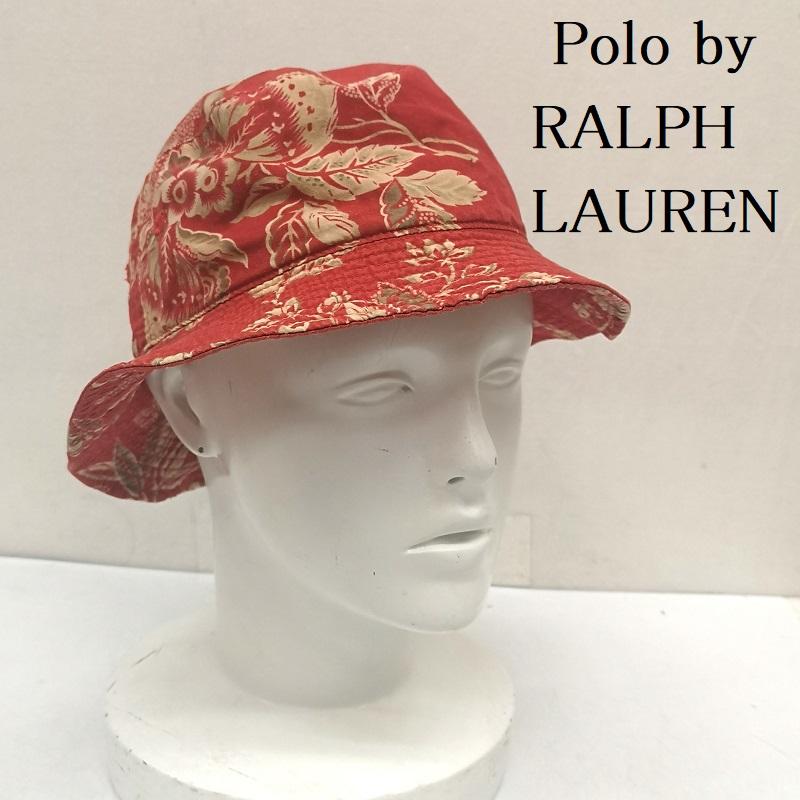 ポロバイラルフローレン Polo by RALPH LAUREN 帽子 ハット 90s 和柄 バケット ハット - 赤 / レッド / red メンズ USED 古着 中古 50156524