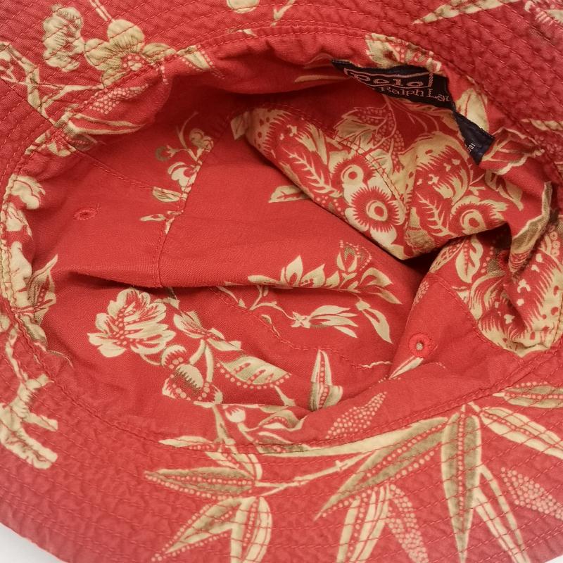 ポロバイラルフローレン Polo by RALPH LAUREN 帽子 ハット 90s 和柄 バケット ハット - 赤 / レッド / red メンズ USED 古着 中古 50156524