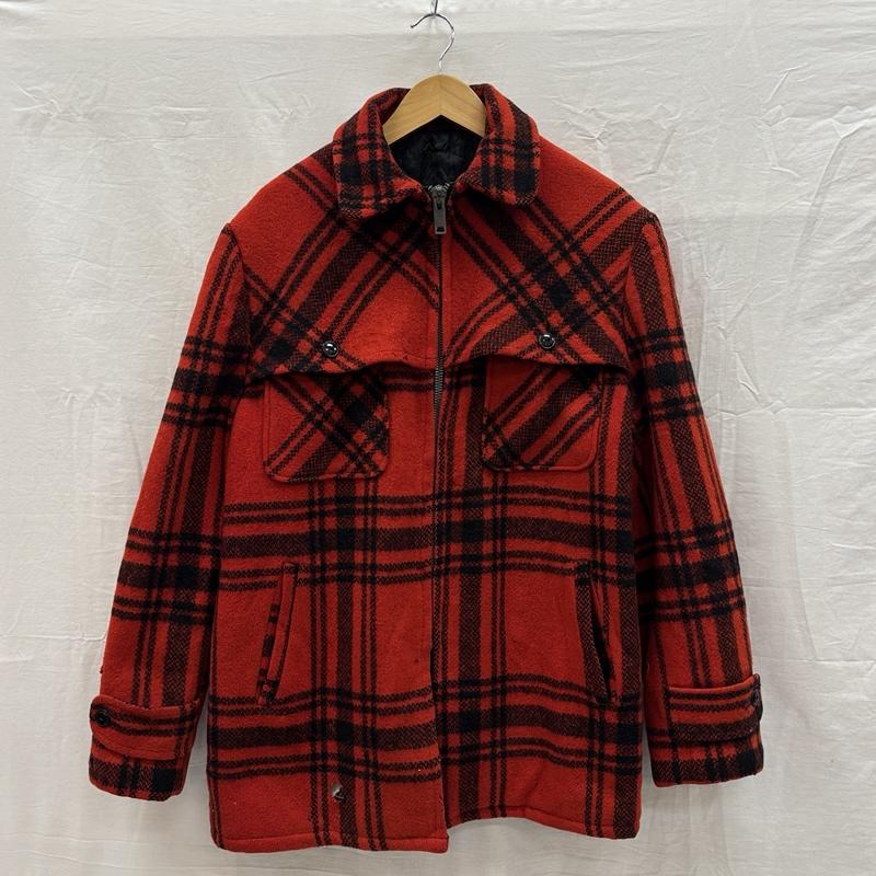 ヴィンテージ VINTAGE ジャケット、上着 ジャンパー、ブルゾン COATS CLARK ジッパー 50s 60s チェック ウール マッキーノ ジャケット ヴィンテージ - チェック 赤 / レッド / red X 黒 / ブラック / black メンズ USED 古着 中古 50156533