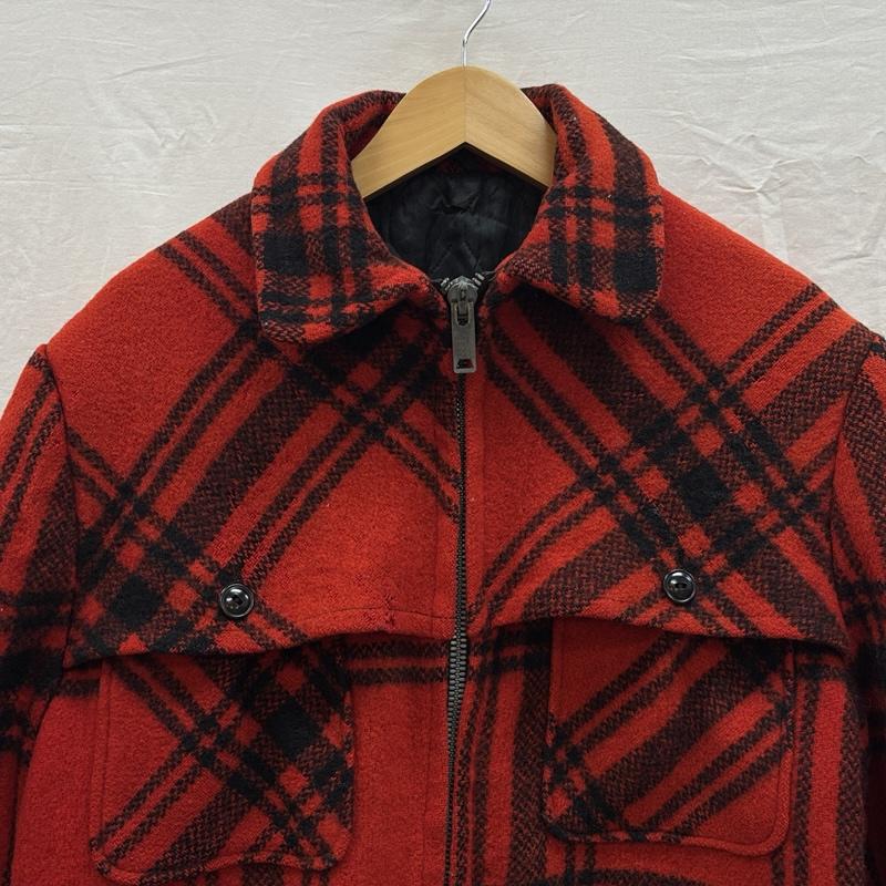 ヴィンテージ VINTAGE ジャケット、上着 ジャンパー、ブルゾン COATS CLARK ジッパー 50s 60s チェック ウール マッキーノ ジャケット ヴィンテージ - チェック 赤 / レッド / red X 黒 / ブラック / black メンズ USED 古着 中古 50156533