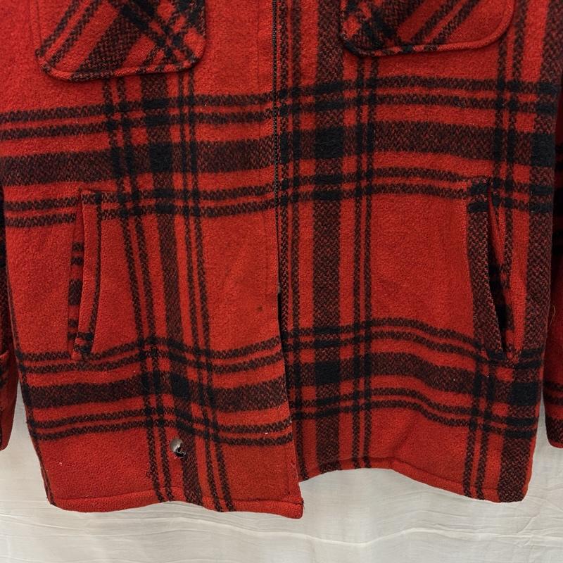 ヴィンテージ VINTAGE ジャケット、上着 ジャンパー、ブルゾン COATS CLARK ジッパー 50s 60s チェック ウール マッキーノ ジャケット ヴィンテージ - チェック 赤 / レッド / red X 黒 / ブラック / black メンズ USED 古着 中古 50156533