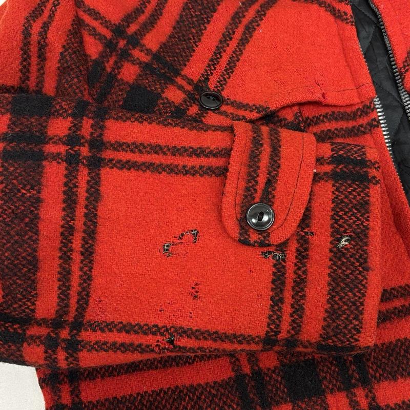 ヴィンテージ VINTAGE ジャケット、上着 ジャンパー、ブルゾン COATS CLARK ジッパー 50s 60s チェック ウール マッキーノ ジャケット ヴィンテージ - チェック 赤 / レッド / red X 黒 / ブラック / black メンズ USED 古着 中古 50156533