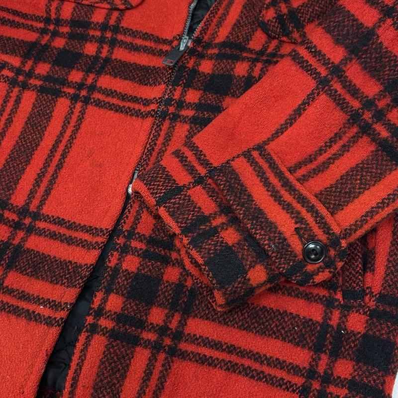 ヴィンテージ VINTAGE ジャケット、上着 ジャンパー、ブルゾン COATS CLARK ジッパー 50s 60s チェック ウール マッキーノ ジャケット ヴィンテージ - チェック 赤 / レッド / red X 黒 / ブラック / black メンズ USED 古着 中古 50156533