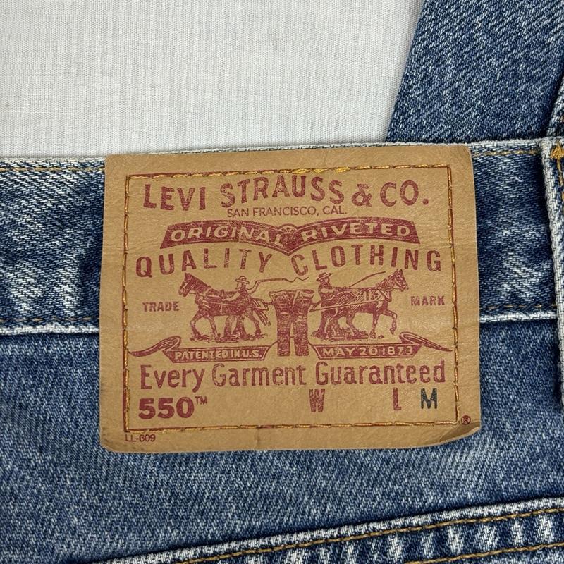 リーバイス Levi s パンツ デニム、ジーンズ 550 メキシコ製 00s 02年 テーパード ジッパーフライ デニムパンツ 8 ワンポイント インディゴ / インディゴ / Indigo レディース USED 古着 中古 50156541
