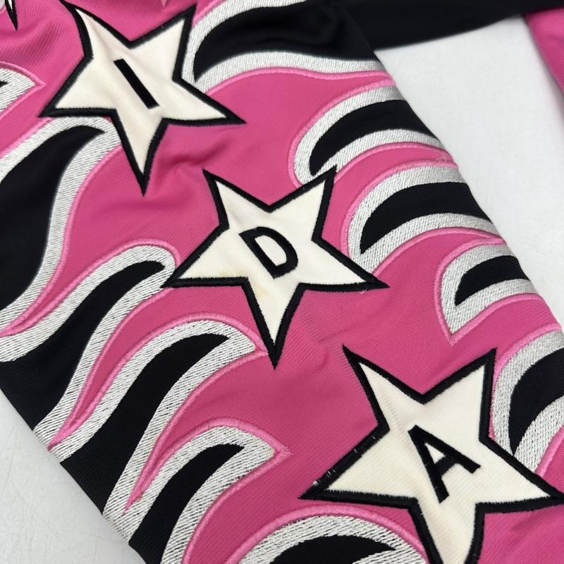 ジェレミースコット JEREMY SCOTT ジャケット、上着 ジャンパー、ブルゾン adidas ファイヤーパターン トラック ジャケット ジャージ パンツ セットアップ O27156 - 黒 / ブラック / black X 桃 / ピンク / pink メンズ USED 古着 中古 50156564