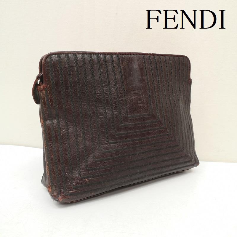 フェンディ FENDI クラッチバッグ、パーティバッグ クラッチバッグ、パーティバッグ ヴィンテージ FF ロゴ レザー クラッチバッグ - ボルドー / ボルドー / レディース USED 古着 中古 50156575