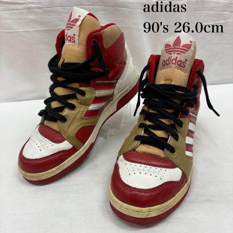 アディダス adidas スニーカー スニーカー 90s 99年製 INSTINCT HI インスティンクト ハイカット スニーカー 660035 26.0cm ロゴ、文字 赤 / レッド / red X 白 / ホワイト / white X 金 / ゴールド / gold color X 黒 / ブラック / black メンズ USED 古着 中古 50156619