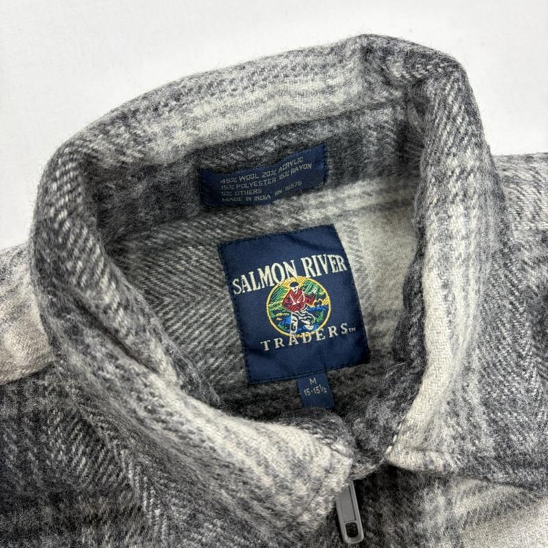 ヴィンテージ VINTAGE シャツ、ブラウス 長袖 SALOMON RIVER ウール ハーフジップ ネルシャツ チェック M チェック 灰 / グレー / gray メンズ USED 古着 中古 50156640