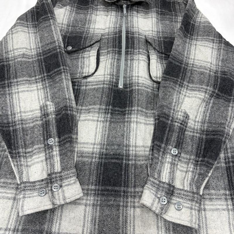 ヴィンテージ VINTAGE シャツ、ブラウス 長袖 SALOMON RIVER ウール ハーフジップ ネルシャツ チェック M チェック 灰 / グレー / gray メンズ USED 古着 中古 50156640