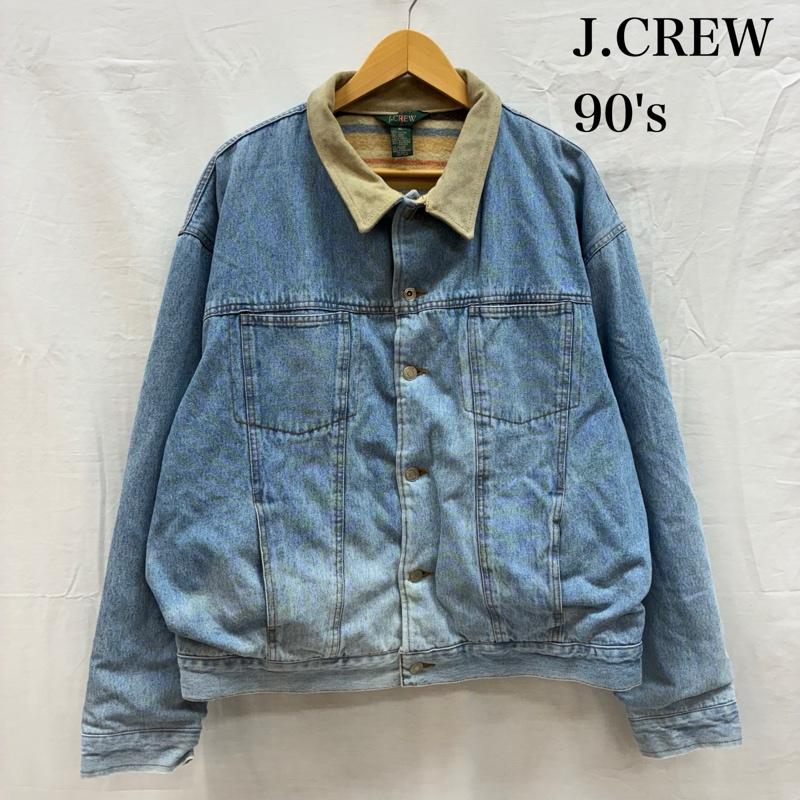 ジェイクルー J.CREW ジャケット、上着 ジャンパー、ブルゾン 90s 巨人タグ ブランケットライナー 袖裏キルティング スエード レザー カラー デニムジャケット XL ボーダー柄 水色 / ライトブルー / メンズ USED 古着 中古 50156642