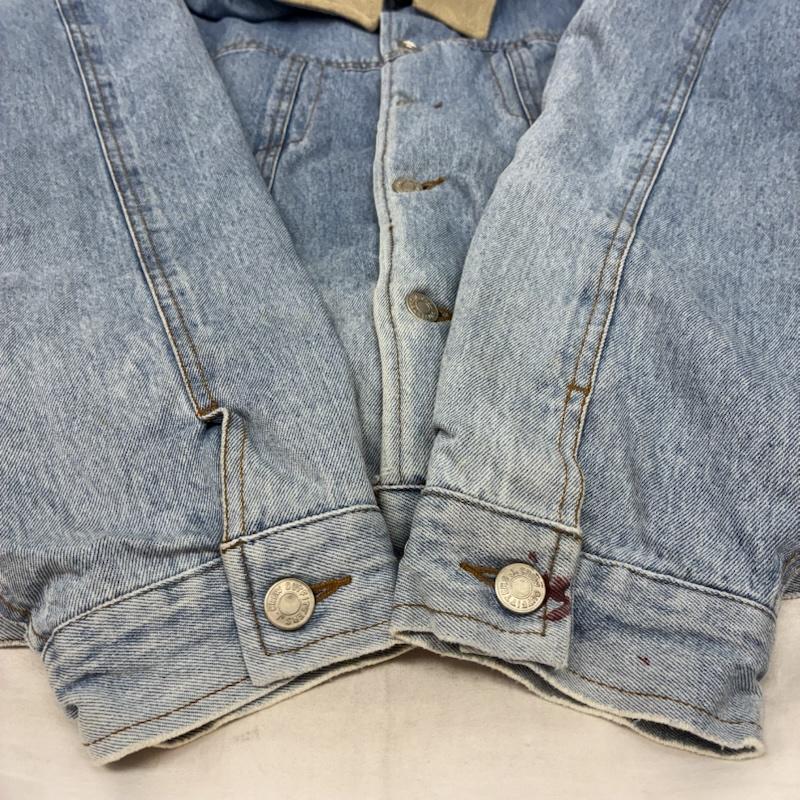 ジェイクルー J.CREW ジャケット、上着 ジャンパー、ブルゾン 90s 巨人タグ ブランケットライナー 袖裏キルティング スエード レザー カラー デニムジャケット XL ボーダー柄 水色 / ライトブルー / メンズ USED 古着 中古 50156642