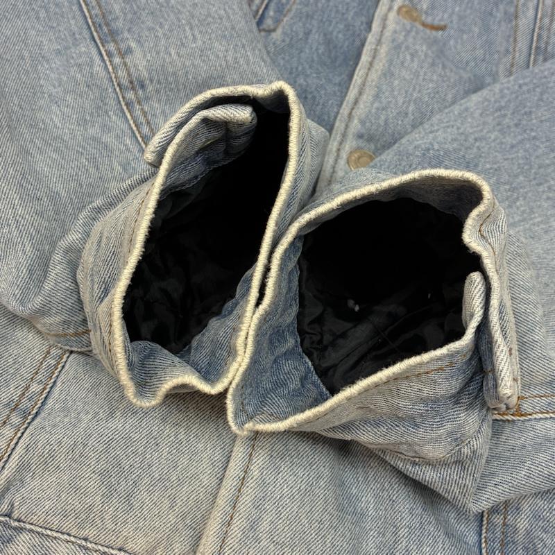 ジェイクルー J.CREW ジャケット、上着 ジャンパー、ブルゾン 90s 巨人タグ ブランケットライナー 袖裏キルティング スエード レザー カラー デニムジャケット XL ボーダー柄 水色 / ライトブルー / メンズ USED 古着 中古 50156642