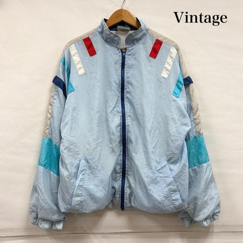 ヴィンテージ VINTAGE ジャケット、上着 ジャンパー、ブルゾン カラーブロックデザイン ナイロンジャケット サテン フルジップ M 水色 / ライトブルー / X マルチカラー / マルチカラー / multicolor メンズ USED 古着 中古 50156649