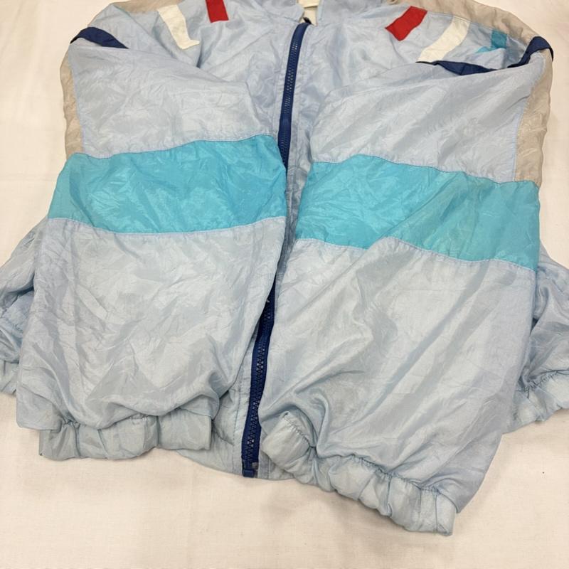 ヴィンテージ VINTAGE ジャケット、上着 ジャンパー、ブルゾン カラーブロックデザイン ナイロンジャケット サテン フルジップ M 水色 / ライトブルー / X マルチカラー / マルチカラー / multicolor メンズ USED 古着 中古 50156649