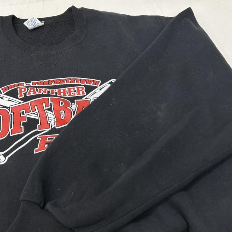 ラッセル RUSSELL トレーナー 半袖 90s 刺繍タグ チームプリントスウェット black XXL mexico製 saftball XXL プリント 黒 / ブラック / black メンズ USED 古着 中古 50156657