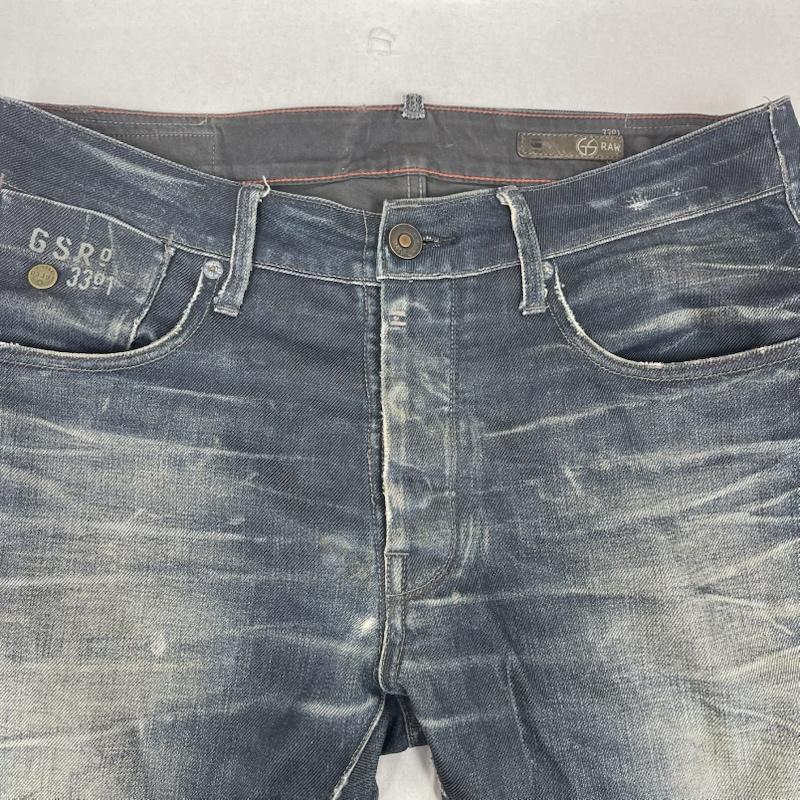 ジースターロゥ G-STAR RAW パンツ デニム、ジーンズ GS 刺繍 加工 ボタンフライ デニム パンツ 32インチ インディゴ / インディゴ / Indigo メンズ USED 古着 中古 50156669