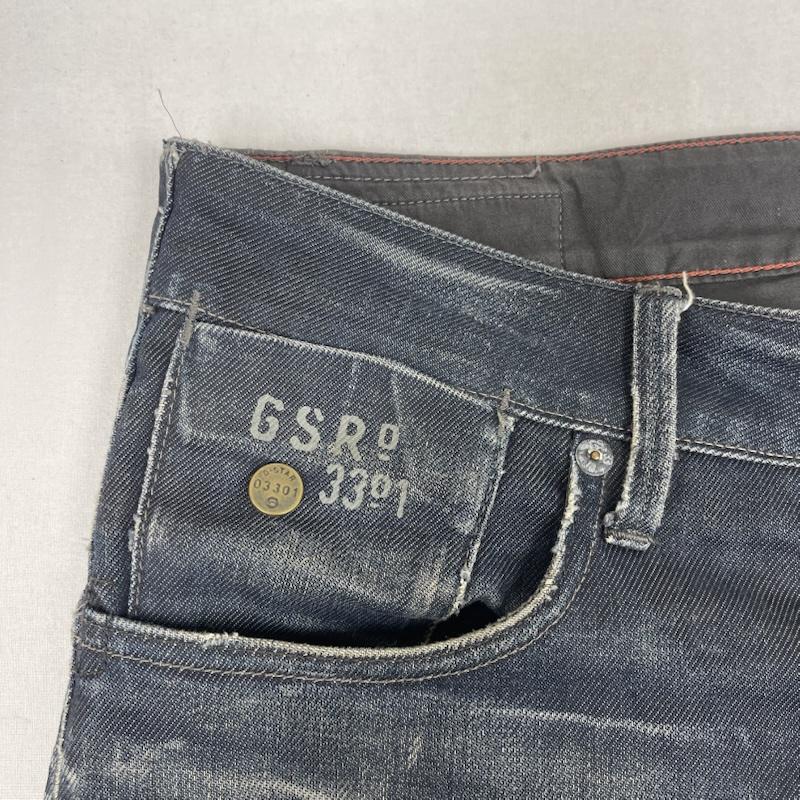 ジースターロゥ G-STAR RAW パンツ デニム、ジーンズ GS 刺繍 加工 ボタンフライ デニム パンツ 32インチ インディゴ / インディゴ / Indigo メンズ USED 古着 中古 50156669