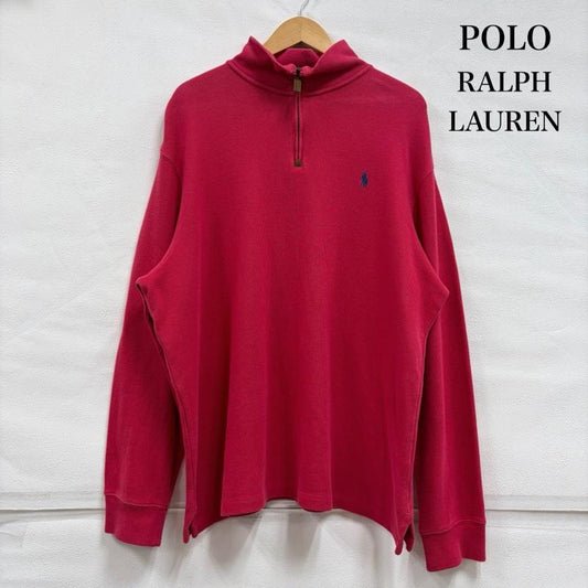 ポロラルフローレン POLO RALPH LAUREN トレーナー 長袖 ハイネック ハーフジップ ポニー刺繡 トレーナー スウェット ヴィンテージ XL ワンポイント X ロゴ、文字 X 刺繍 赤 / レッド / red X 紺 / ネイビー / navy メンズ USED 古着 中古 50156684