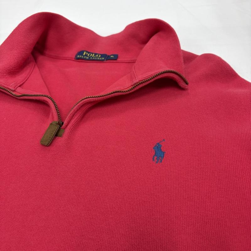 ポロラルフローレン POLO RALPH LAUREN トレーナー 長袖 ハイネック ハーフジップ ポニー刺繡 トレーナー スウェット ヴィンテージ XL ワンポイント X ロゴ、文字 X 刺繍 赤 / レッド / red X 紺 / ネイビー / navy メンズ USED 古着 中古 50156684