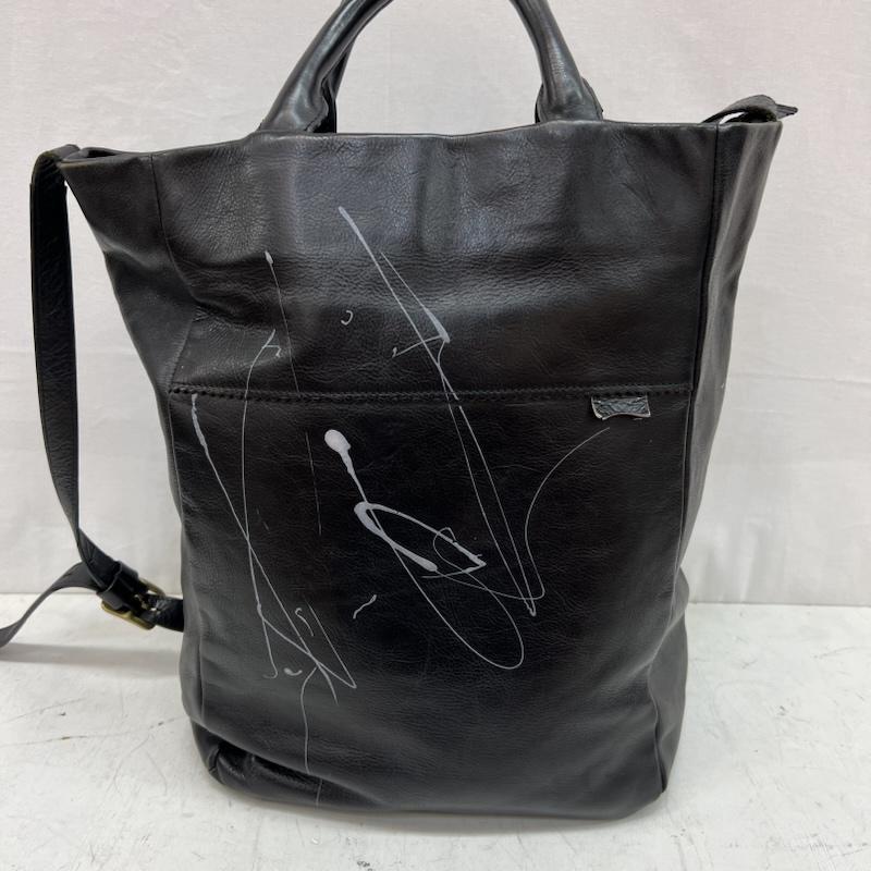 カンペール CAMPER トートバッグ トートバッグ For hands ペイント加工 レザー 2way ショルダー トートバッグ - 黒 / ブラック / black メンズ USED 古着 中古 50156695