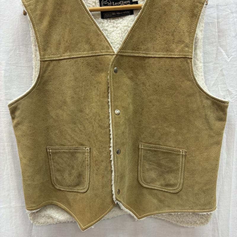 シアーズ SEARS ジャケット、上着 レザージャケット 70s スエード レザー 裏ボア ノーカラー スナップ ベスト ヴィンテージ L メンズ USED 古着 中古 50156730