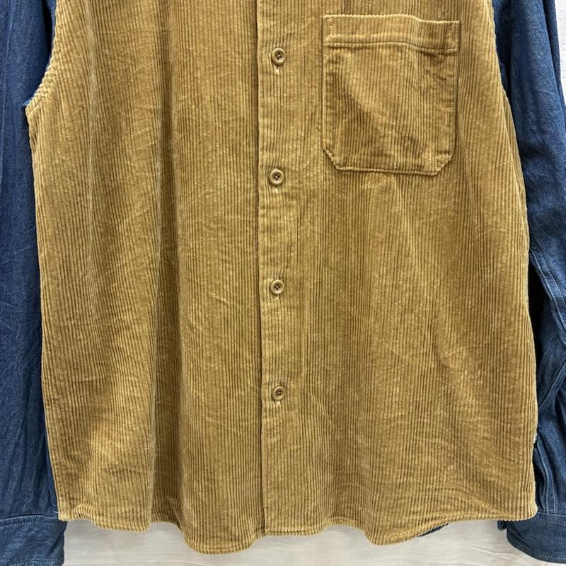 ステューシー STUSSY シャツ、ブラウス 長袖 20AW Cord Denim Mix コーデュロイ デニム 切替 シャツ 1110126 L ワンポイント X ロゴ、文字 メンズ USED 古着 中古 50156737