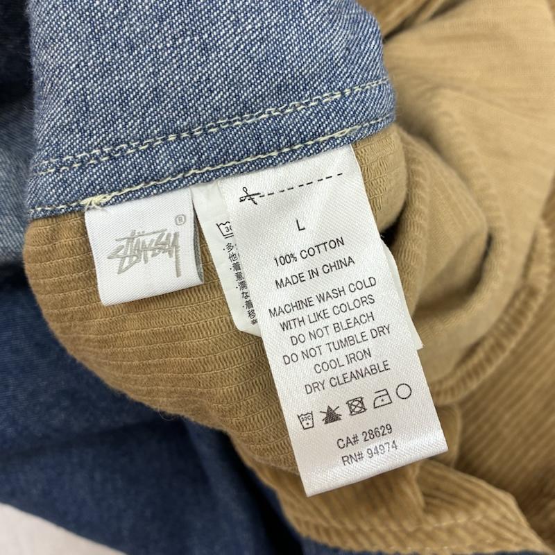 ステューシー STUSSY シャツ、ブラウス 長袖 20AW Cord Denim Mix コーデュロイ デニム 切替 シャツ 1110126 L ワンポイント X ロゴ、文字 メンズ USED 古着 中古 50156737