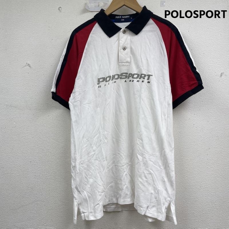 ポロスポーツラルフローレン POLOSPORT ポロシャツ 半袖 USA製 ロゴ プリント ポロ シャツ 半袖 L 白 / ホワイト / white メンズ USED 古着 中古 50156739