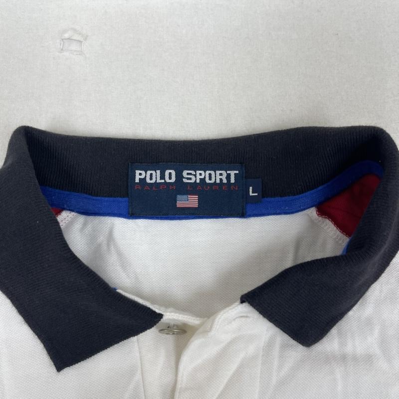 ポロスポーツラルフローレン POLOSPORT ポロシャツ 半袖 USA製 ロゴ プリント ポロ シャツ 半袖 L 白 / ホワイト / white メンズ USED 古着 中古 50156739
