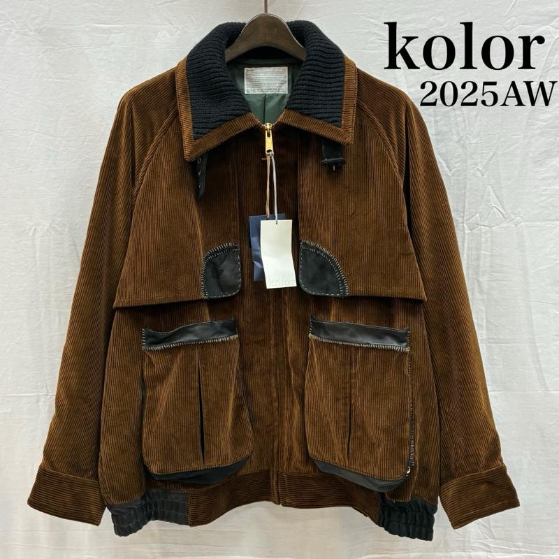 カラー kolor ジャケット、上着 ジャンパー、ブルゾン 25AW コーデュロイ ブルゾン 25WCM-G04103 タグ付き 3 茶 / ブラウン / brown X 黒 / ブラック / black メンズ USED 古着 中古 50156753