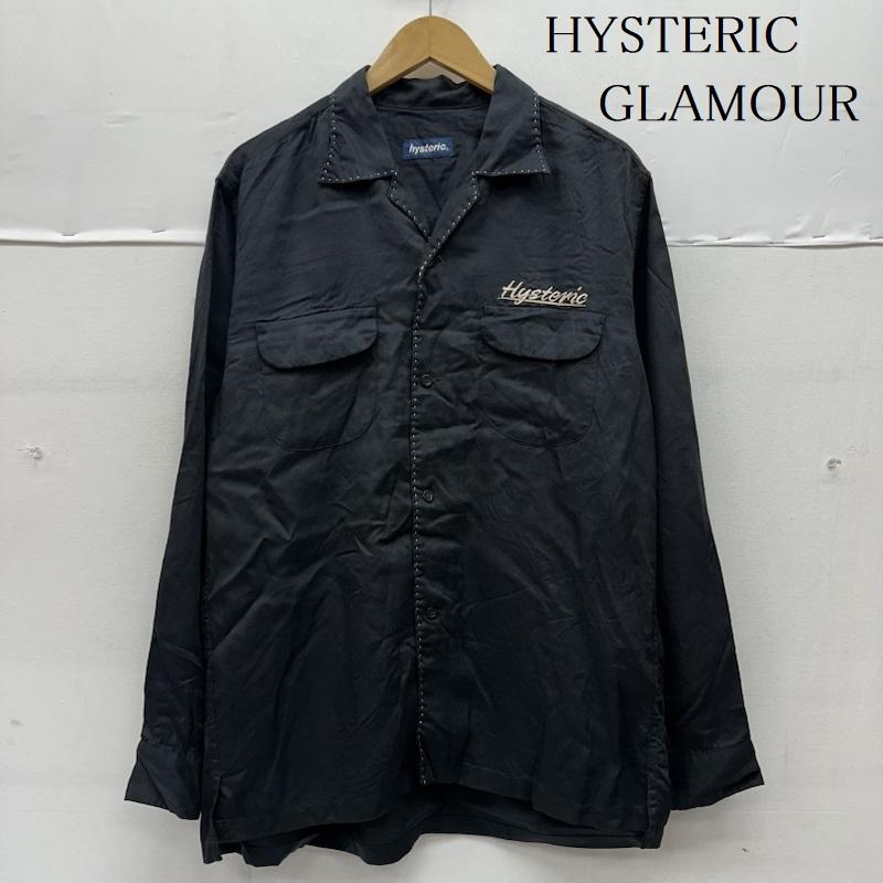 ヒステリックグラマー HYSTERIC GLAMOUR シャツ、ブラウス 長袖 初期 刺繍 オープンカラー ワーク シャツ 2AH-9900 FREE 黒 / ブラック / black メンズ USED 古着 中古 50156767