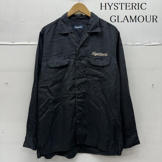 ヒステリックグラマー HYSTERIC GLAMOUR シャツ、ブラウス 長袖 初期 刺繍 オープンカラー ワーク シャツ 2AH-9900 FREE 黒 / ブラック / black メンズ USED 古着 中古 50156767