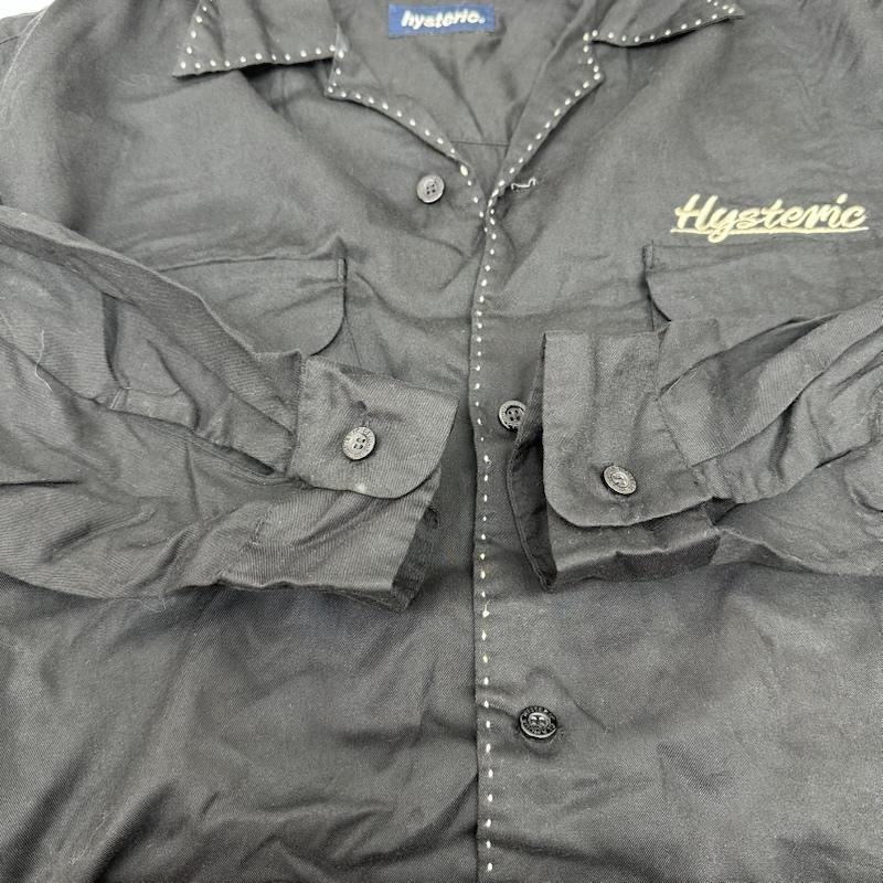 ヒステリックグラマー HYSTERIC GLAMOUR シャツ、ブラウス 長袖 初期 刺繍 オープンカラー ワーク シャツ 2AH-9900 FREE 黒 / ブラック / black メンズ USED 古着 中古 50156767