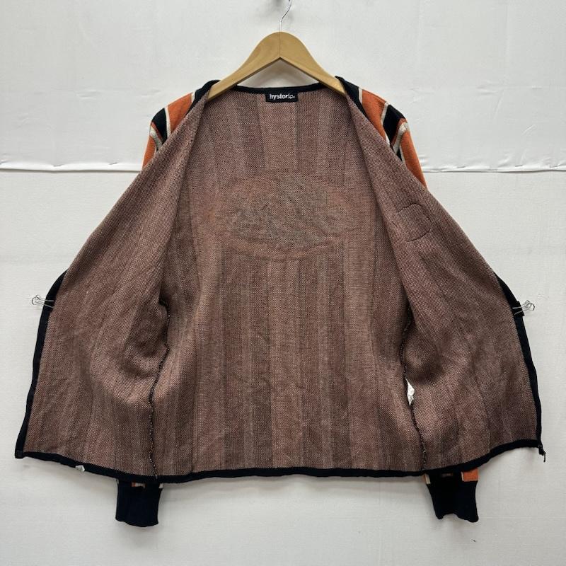 ヒステリックグラマー HYSTERIC GLAMOUR カーディガン 長袖 90s ストライプ ニット ジップ カーディガン 2ND-2610 FREE 橙 / オレンジ / orange X 黒 / ブラック / black X 白 / ホワイト / white レディース USED 古着 中古 50156791