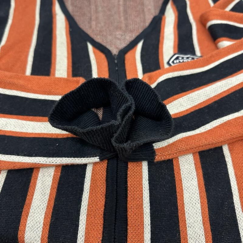 ヒステリックグラマー HYSTERIC GLAMOUR カーディガン 長袖 90s ストライプ ニット ジップ カーディガン 2ND-2610 FREE 橙 / オレンジ / orange X 黒 / ブラック / black X 白 / ホワイト / white レディース USED 古着 中古 50156791
