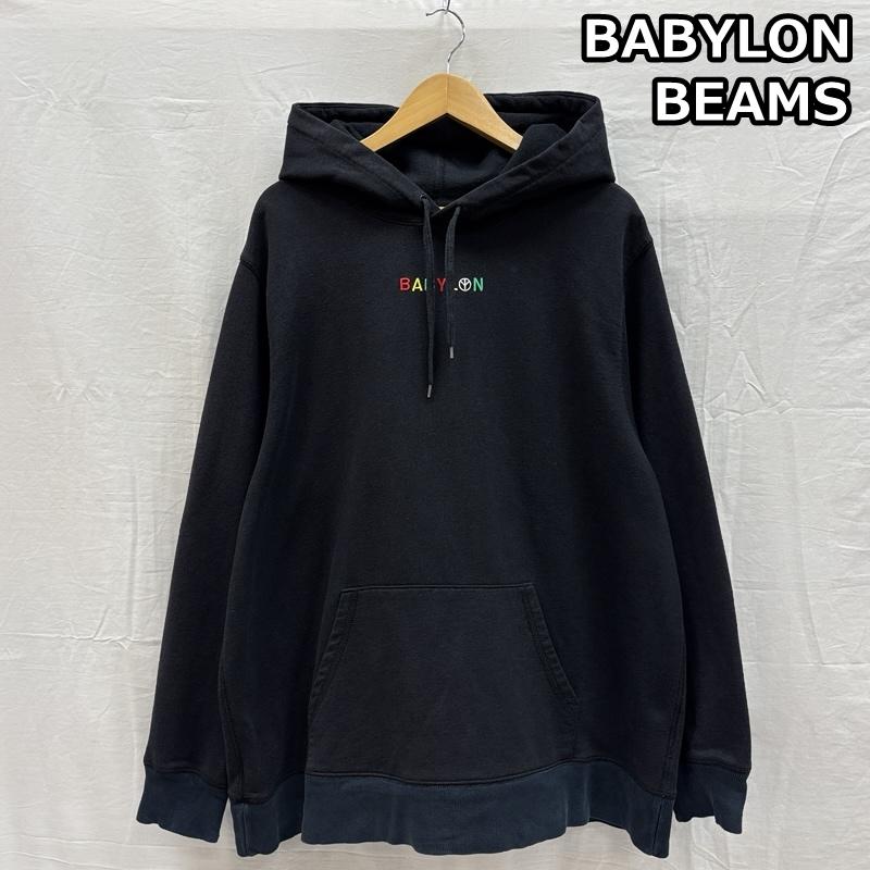 ビームス BEAMS パーカー 長袖 BABYLON USA製 ロゴ プルオーバー フーディ スウェット パーカー L 黒 / ブラック / black メンズ USED 古着 中古 50156798