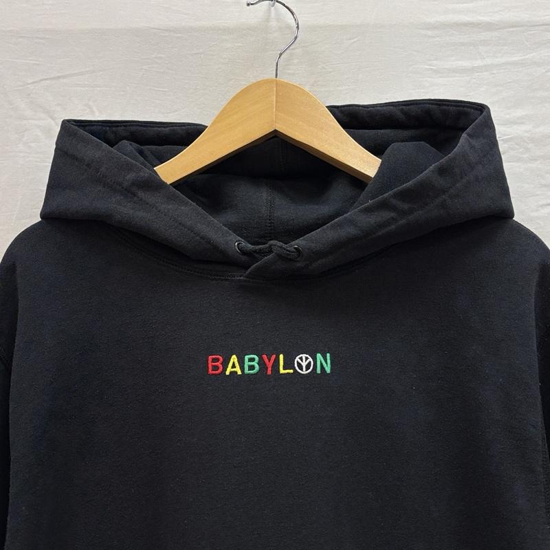 ビームス BEAMS パーカー 長袖 BABYLON USA製 ロゴ プルオーバー フーディ スウェット パーカー L 黒 / ブラック / black メンズ USED 古着 中古 50156798