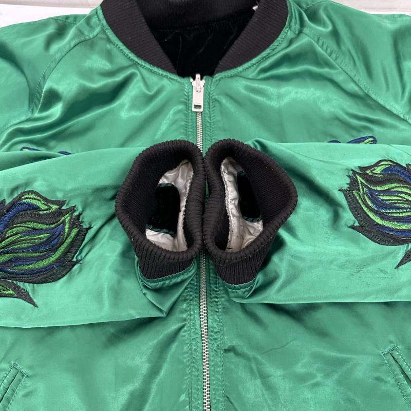 ディーゼル DIESEL ジャケット、上着 ジャンパー、ブルゾン サテン ベロア リバーシブル スカジャン L 緑 / グリーン / green X 黒 / ブラック / black メンズ USED 古着 中古 50156820