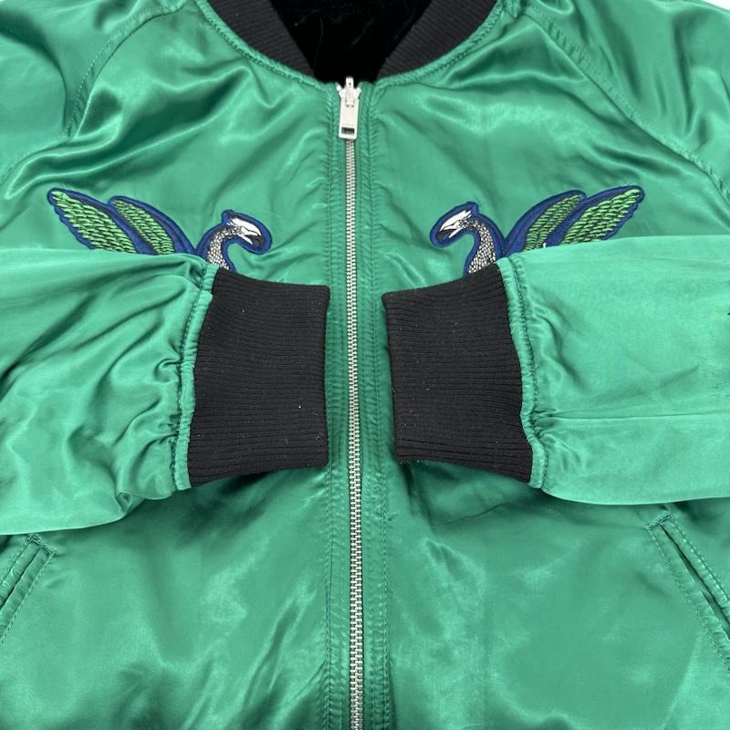 ディーゼル DIESEL ジャケット、上着 ジャンパー、ブルゾン サテン ベロア リバーシブル スカジャン L 緑 / グリーン / green X 黒 / ブラック / black メンズ USED 古着 中古 50156820