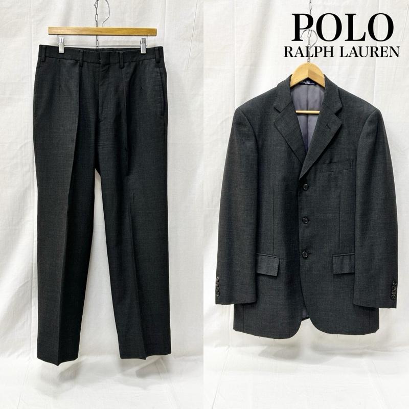 ポロバイラルフローレン Polo by RALPH LAUREN スーツ スーツ 無地 シングルスーツ ツーピース サイドベンツ ワンタックパンツ シングル チャコールグレー Y6 - 無地 灰 / グレー / gray メンズ USED 古着 中古 50156821
