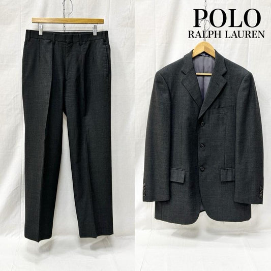 ポロバイラルフローレン Polo by RALPH LAUREN スーツ スーツ 無地 シングルスーツ ツーピース サイドベンツ ワンタックパンツ シングル チャコールグレー Y6 - 無地 灰 / グレー / gray メンズ USED 古着 中古 50156821