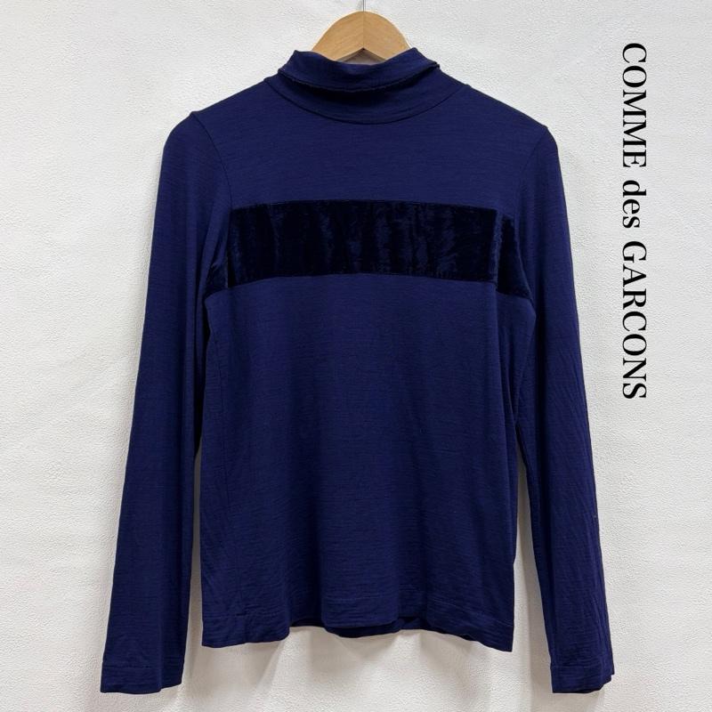 コムデギャルソン COMME des GARCONS カットソー 長袖 tricot トリコ タートルネック ベロア 切替 カットソー - 無地 紺 / ネイビー / navy レディース USED 古着 中古 50156827