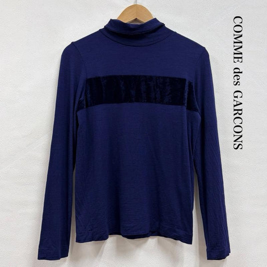 コムデギャルソン COMME des GARCONS カットソー 長袖 tricot トリコ タートルネック ベロア 切替 カットソー - 無地 紺 / ネイビー / navy レディース USED 古着 中古 50156827
